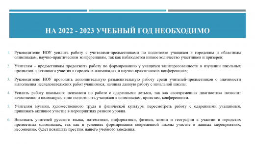 На 2022 - 2023 учебный год необходимо