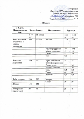 27.10.2022ж Преспективалық ас мәзірі