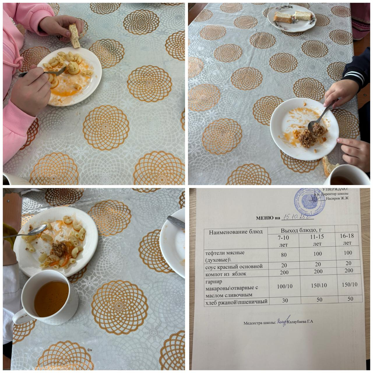 Күнделікті  бекітілген мәзір