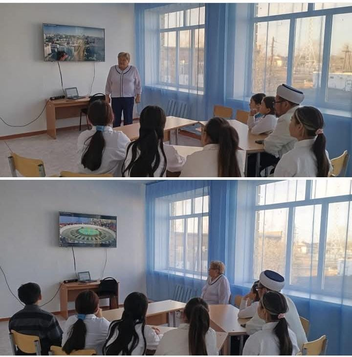 Акмешіт ауылының мешітінің имамы Сарсенбеков С. И. мектепте оқушылармен кездесуі өтті