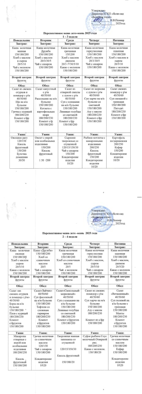 Перспективное меню
