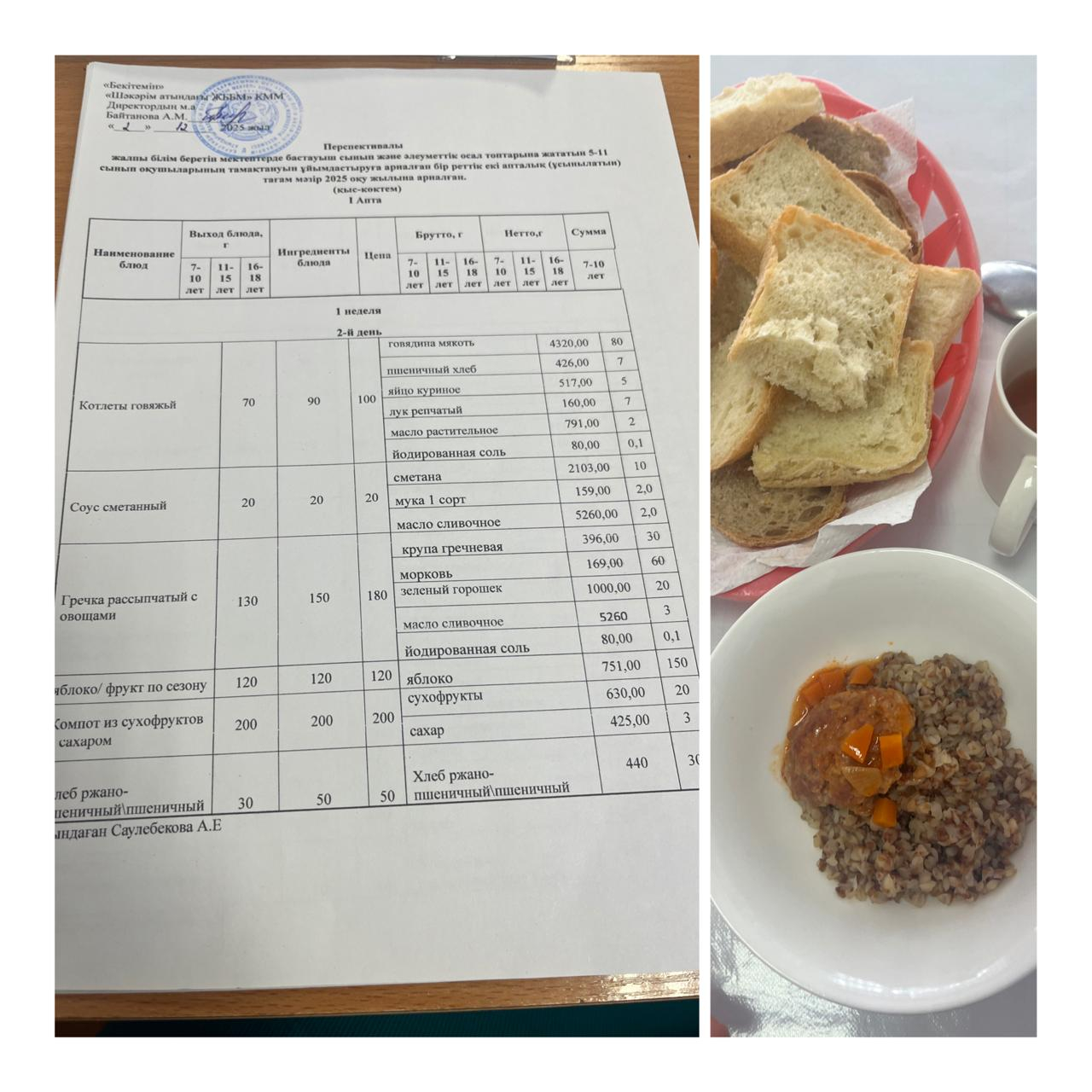 2 желтқсанға   мектептегі тамақтану»